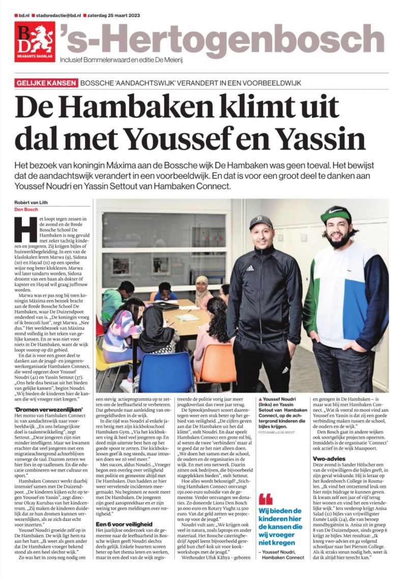 Bericht Artikel: De Hambaken klimt uit dal met Youssef en Yassin (Brabants Dagblad) bekijken