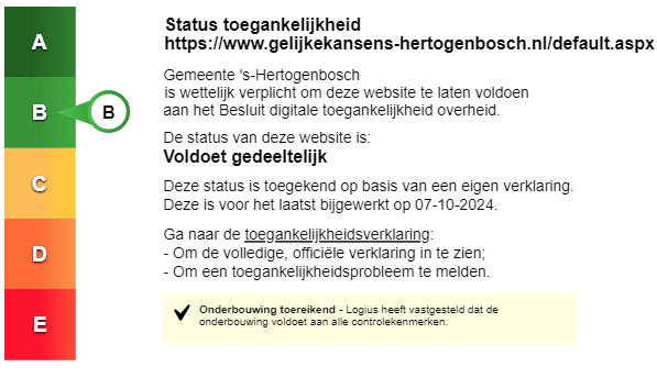 Toegankelijkheidsstatus B Gelijke Kansen